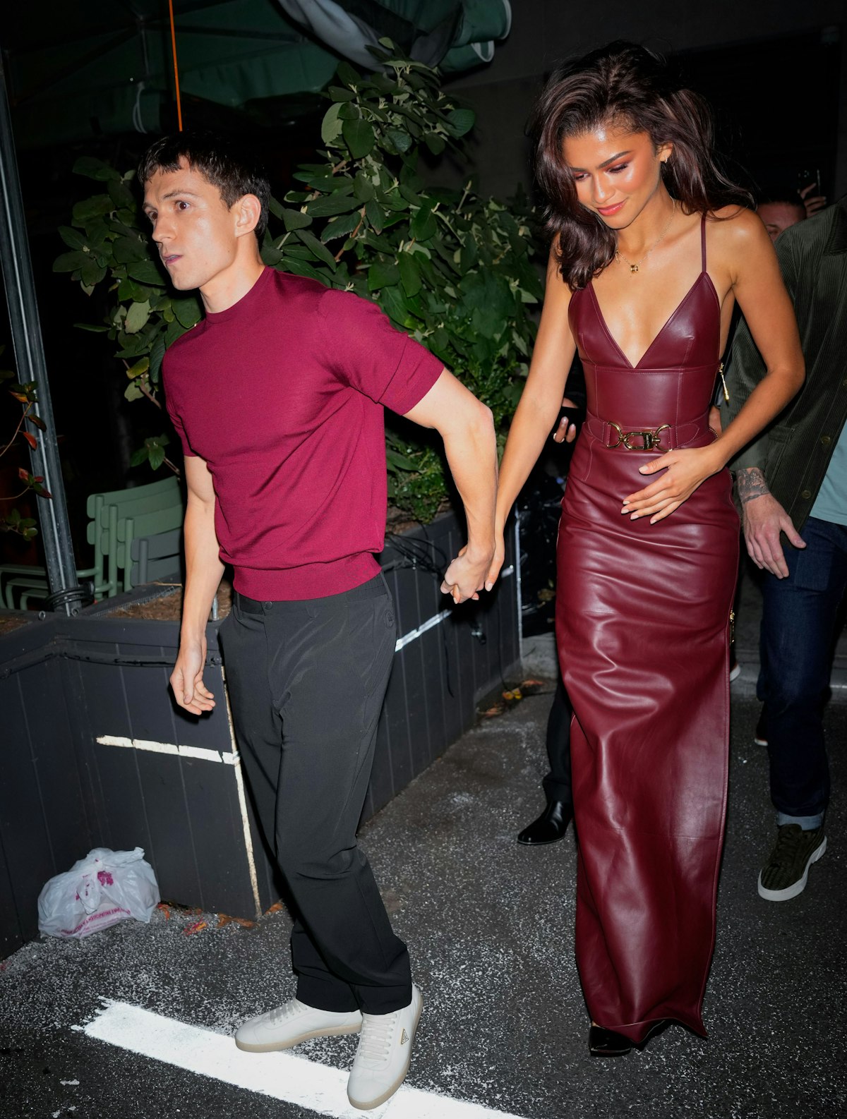 Zendaya and Tom Holland Step out in Matching Burgundy Look