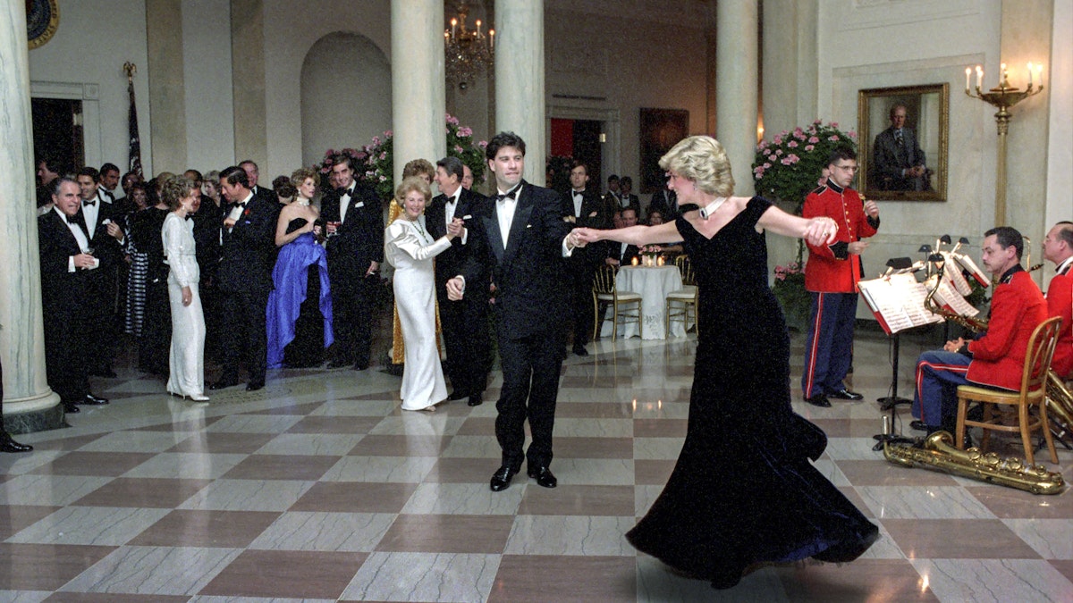princess diana black dress john travolta THE STORY OF: Princess Diana's Velvet 'Travolta Dress'