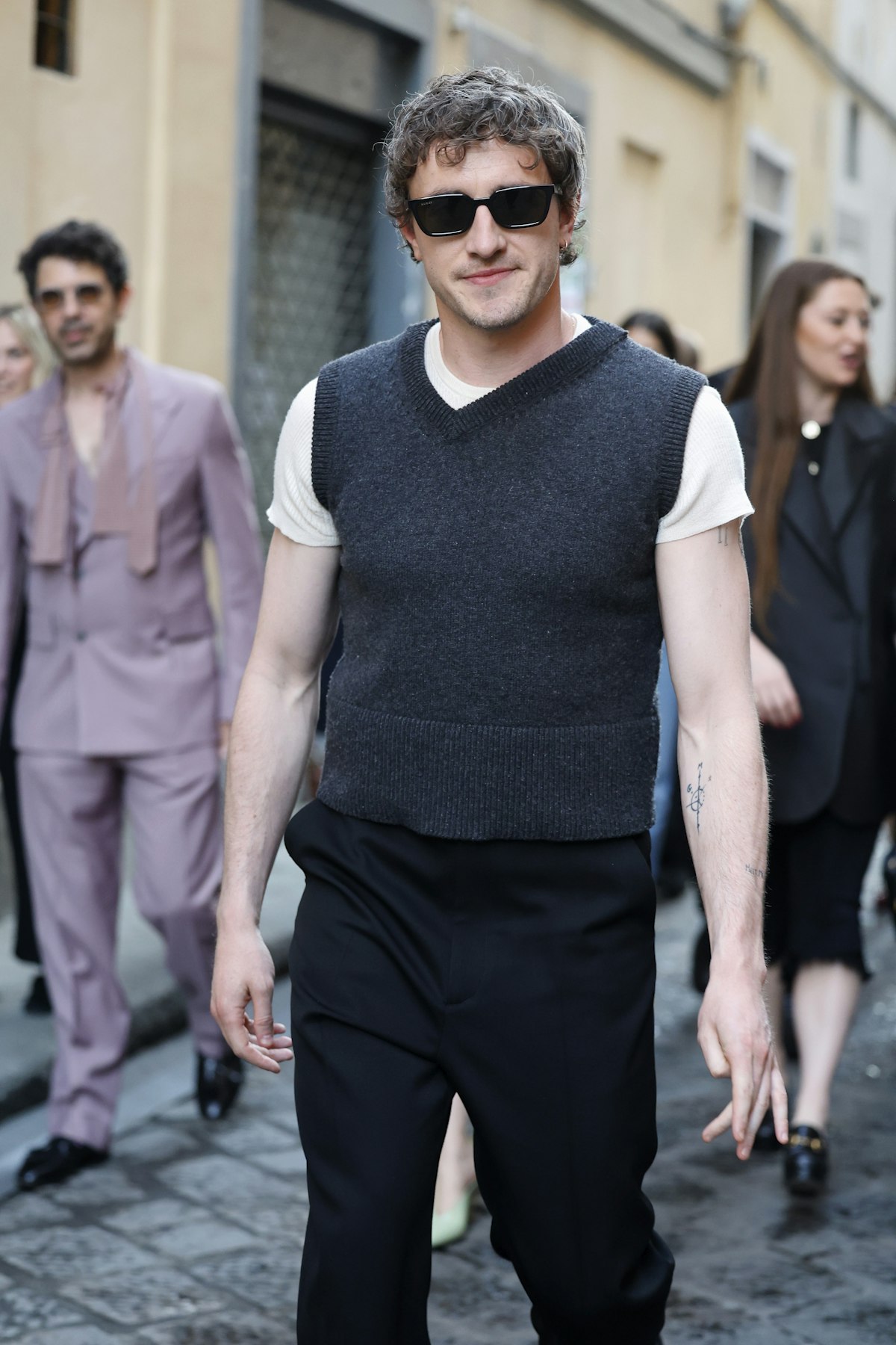 Paul Mescal Flashes His Arm Tattoos in the Gucci Cruise 2026 Front Row