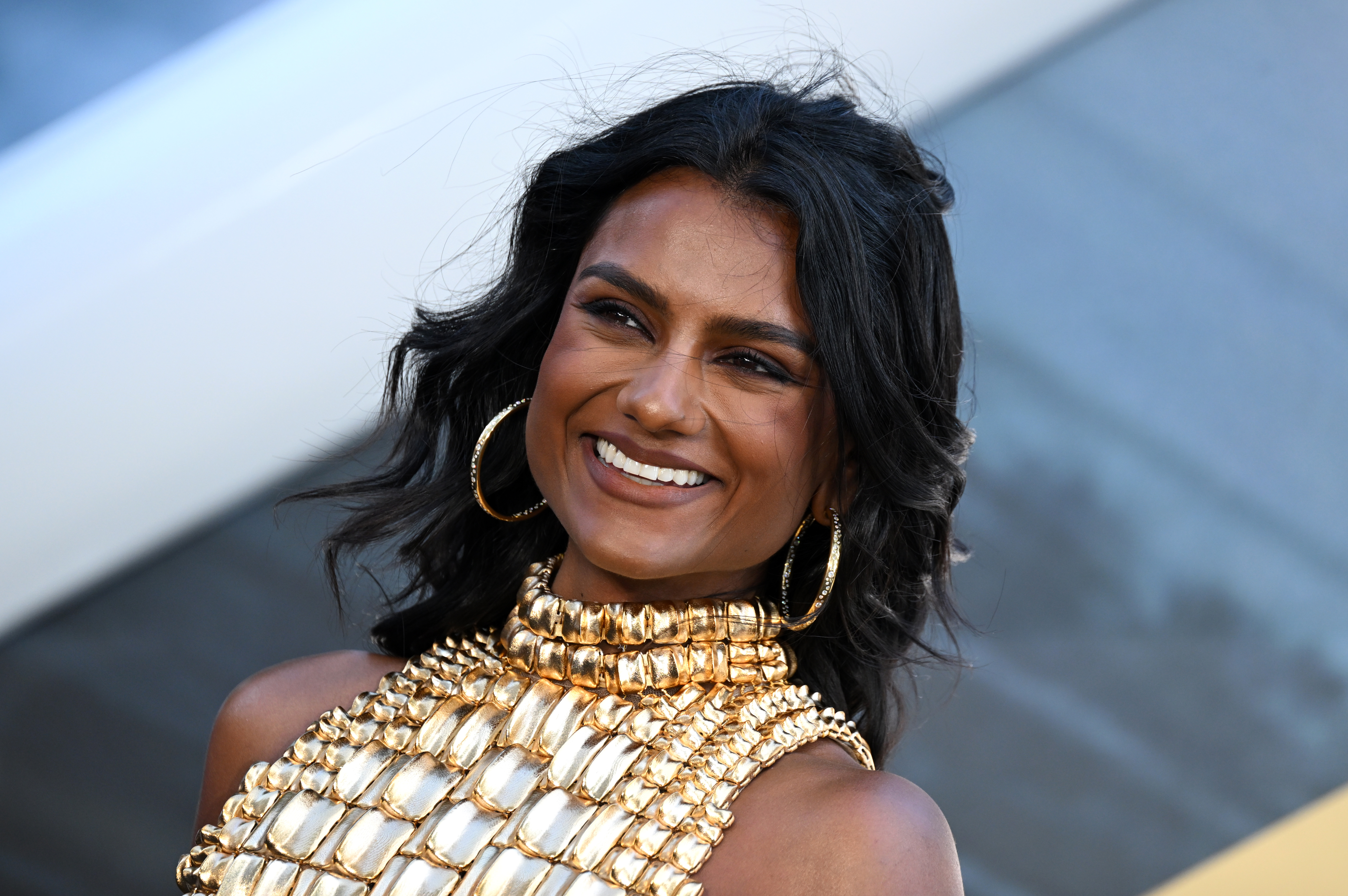 Simone Ashley's Shuts Down the 'F1' Premiere in London With a Gold Balmain Gown