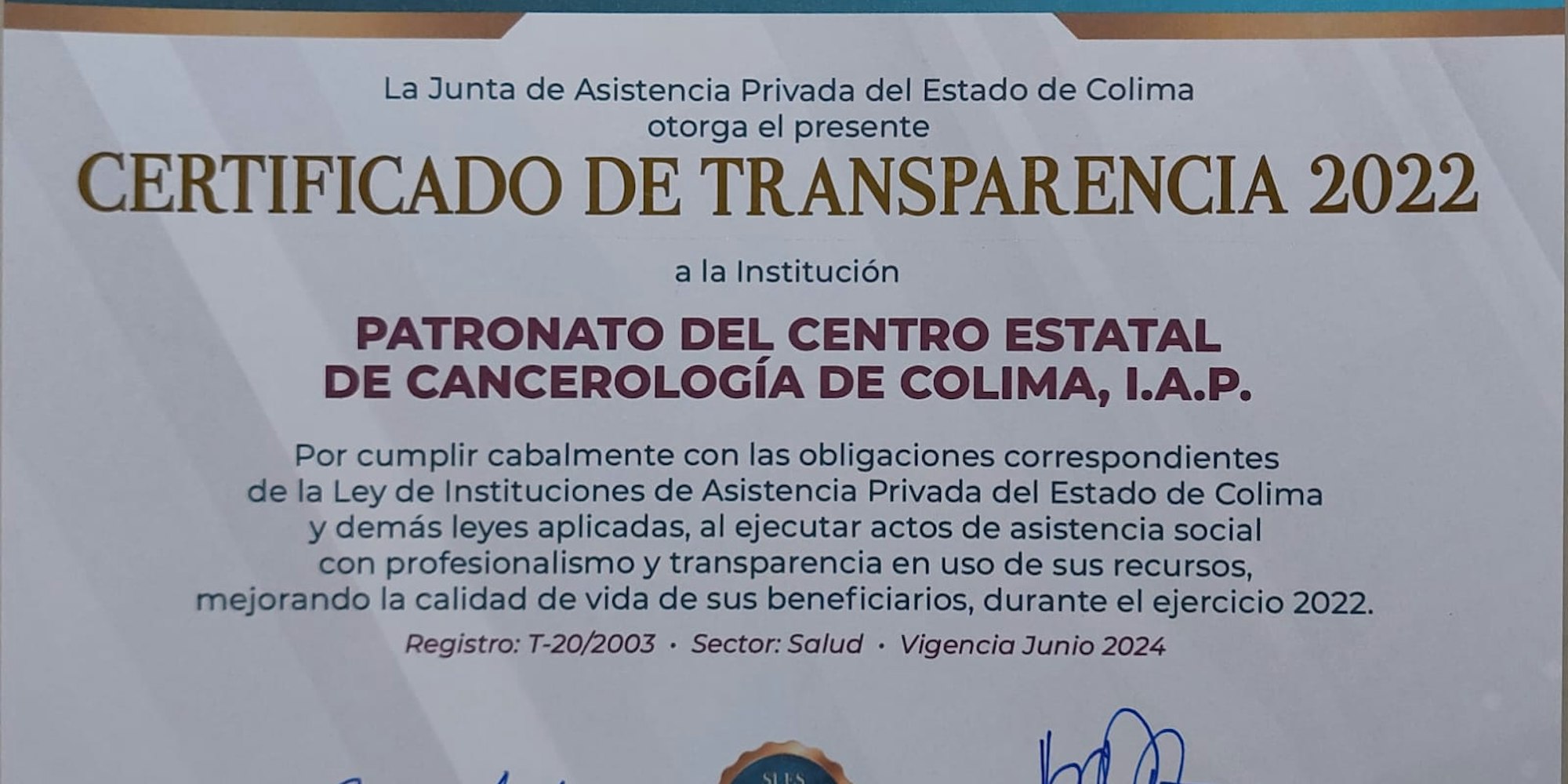 Cover Image for Certificado de Transparencia 2023