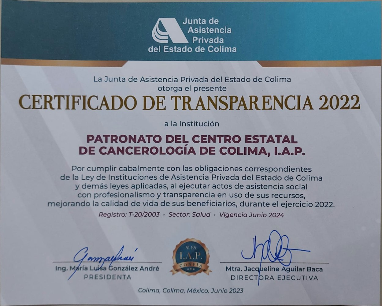 Cover Image for Certificado de Transparencia 2023