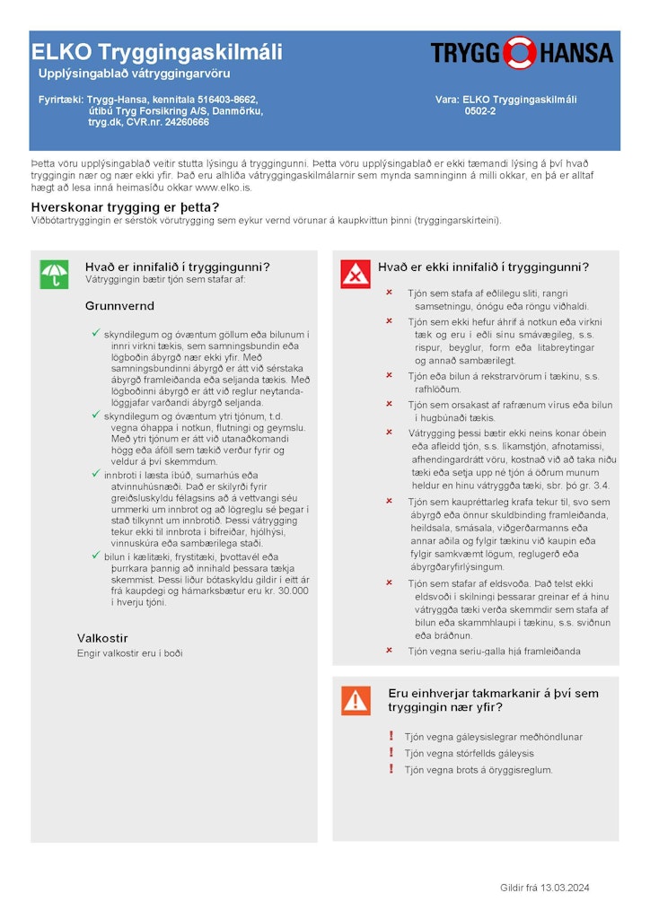 Tryggingarskilmálar Elko