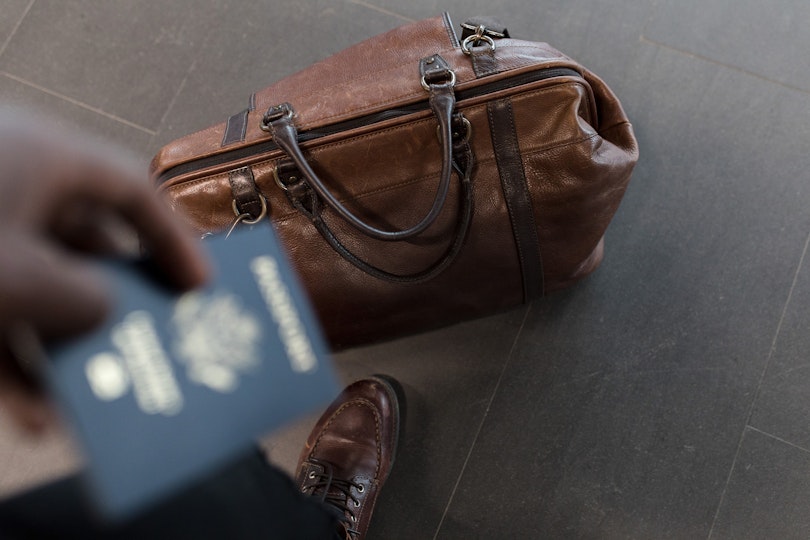 Man with leather bag