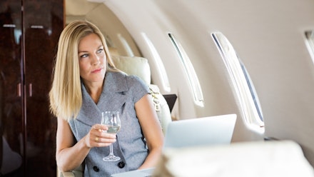 Woman on a business jet
