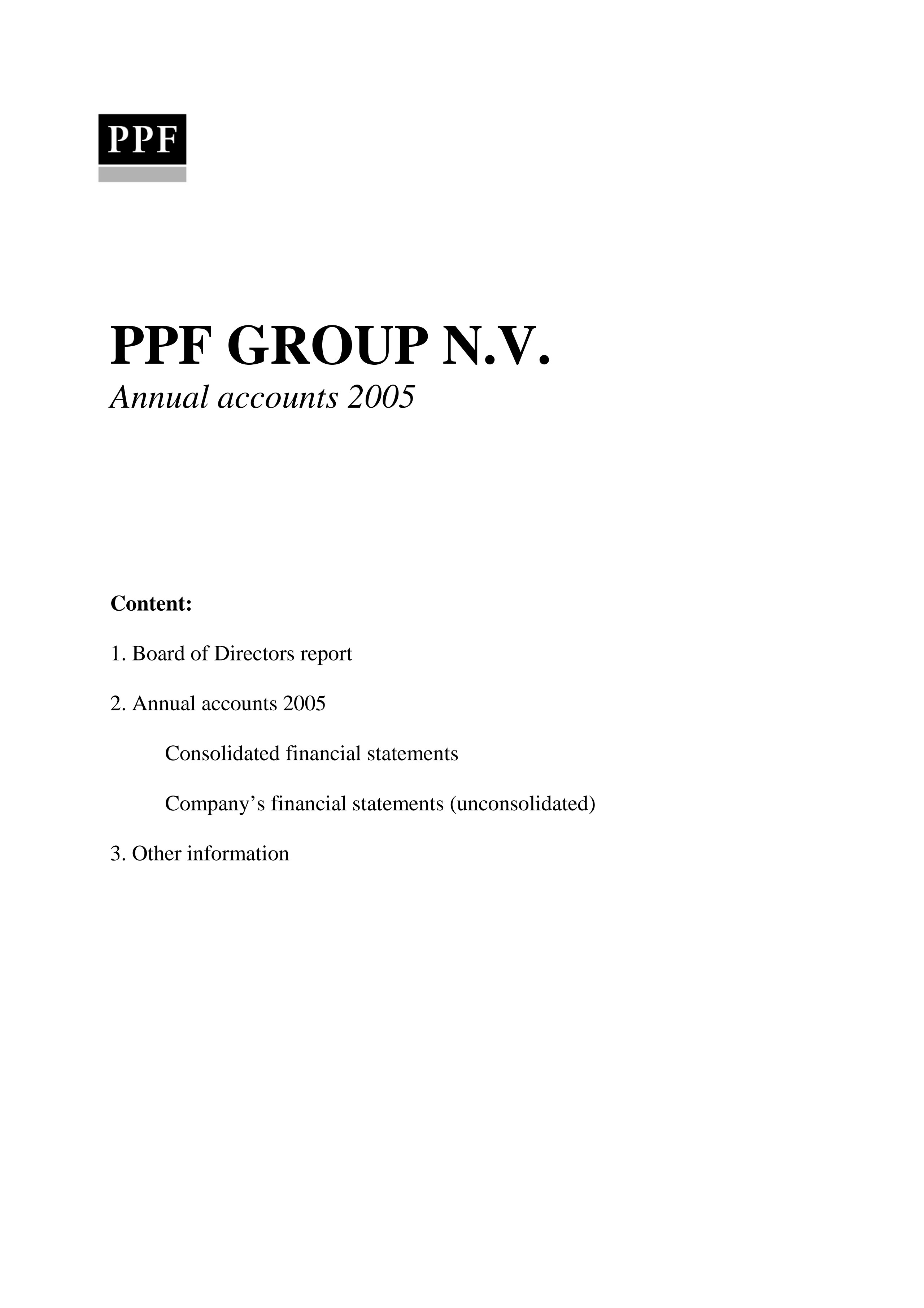 Annual Accounts PPF Group N.V. 2005 (30/10/2005)