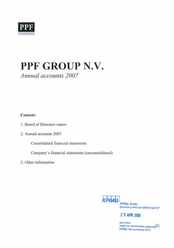 Annual Accounts PPF Group N.V. 2007 (17/6/2007)