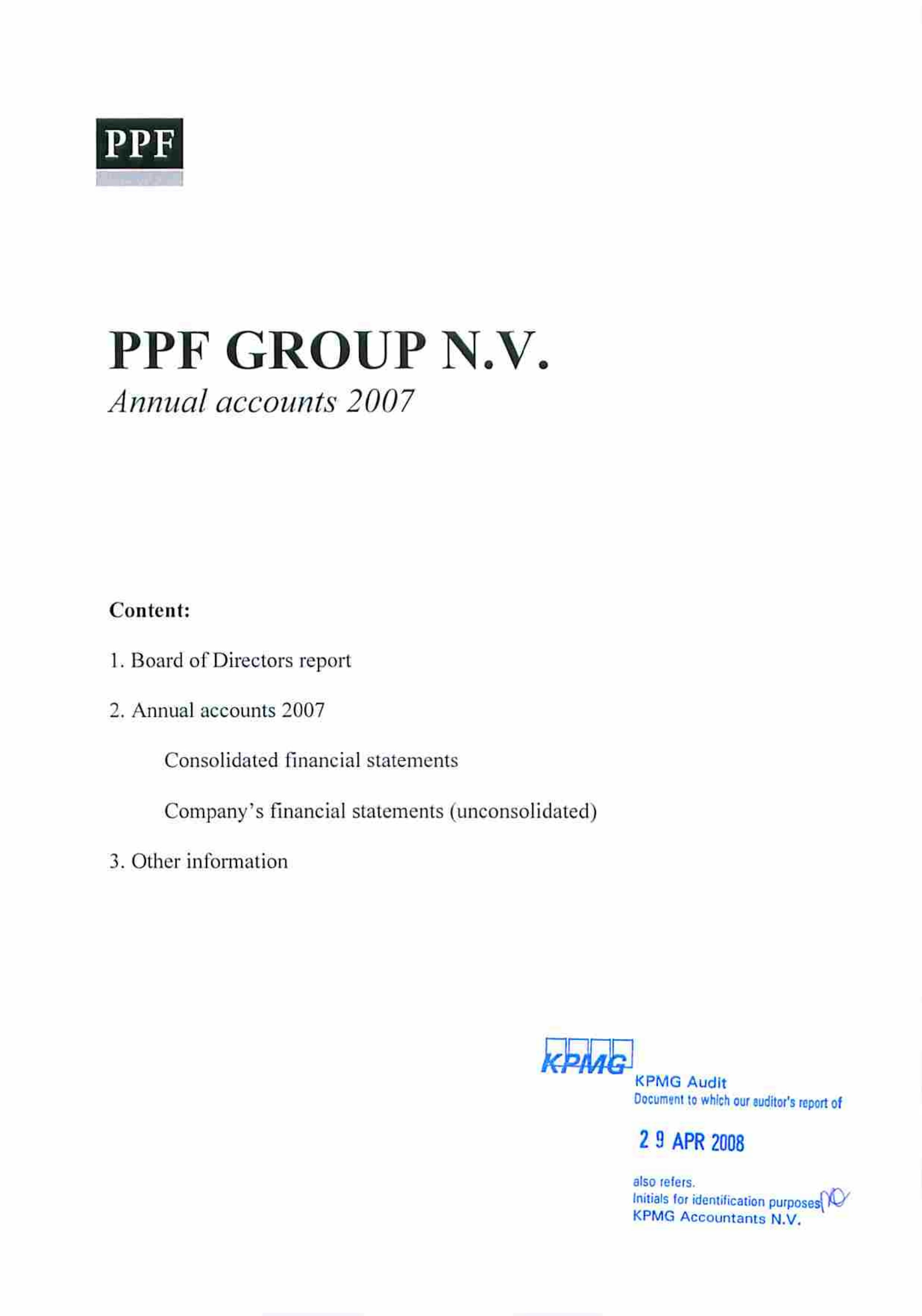 Annual Accounts PPF Group N.V. 2007 (17/6/2007)