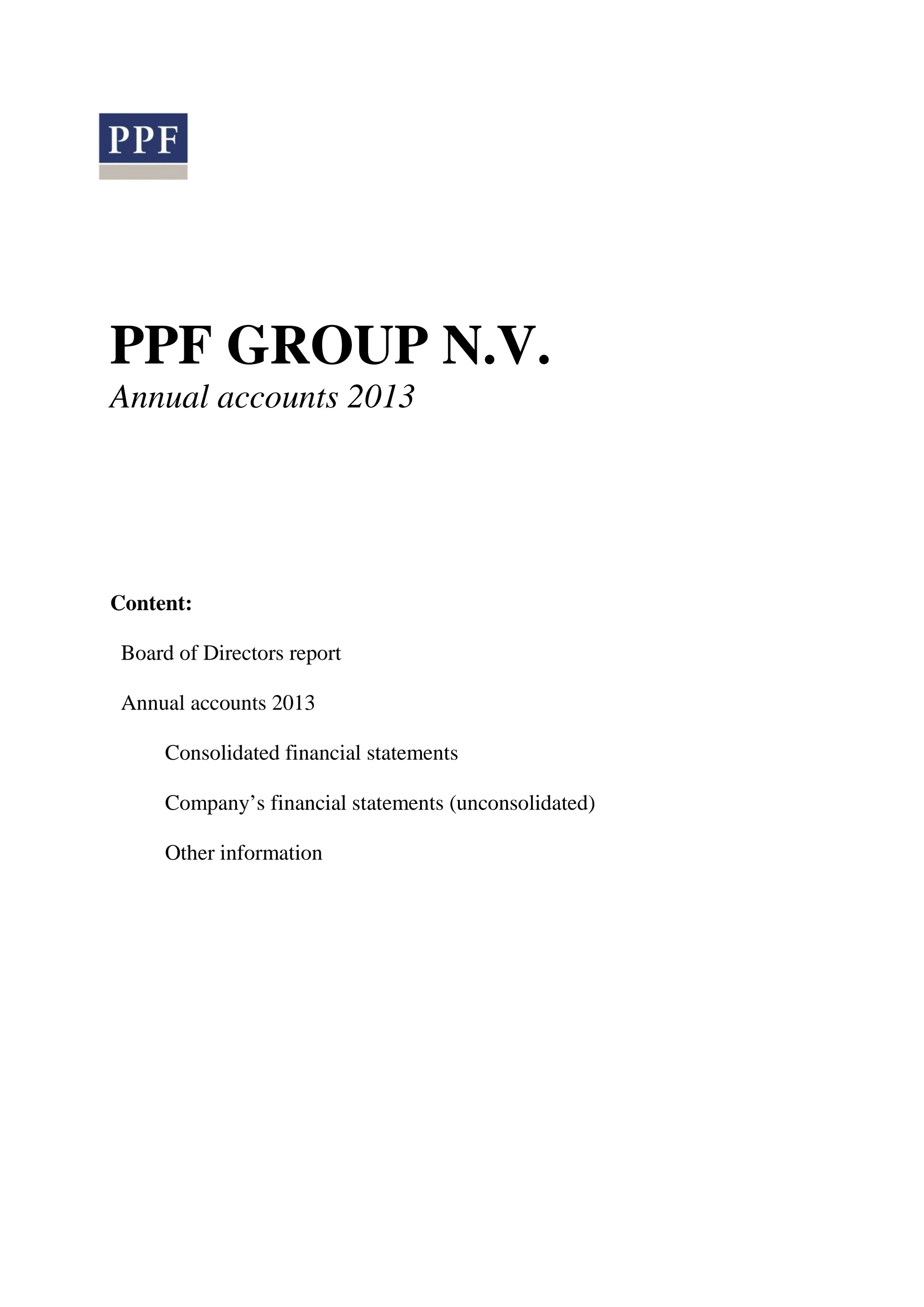 PPF GROUP N.V. Annual accounts 2013 (29/5/2013)