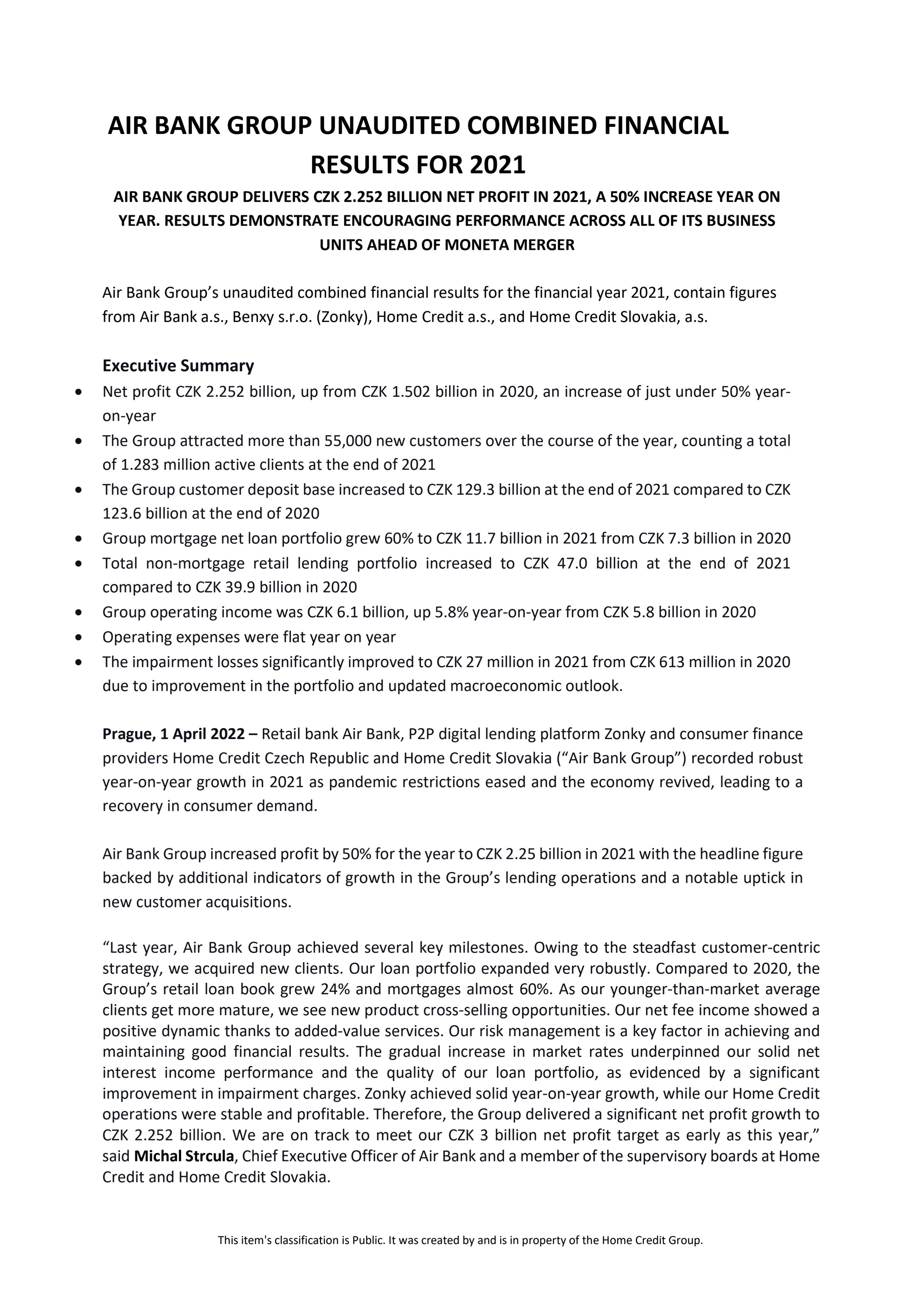 Air Bank Group FY 2021 combined unaudited results
