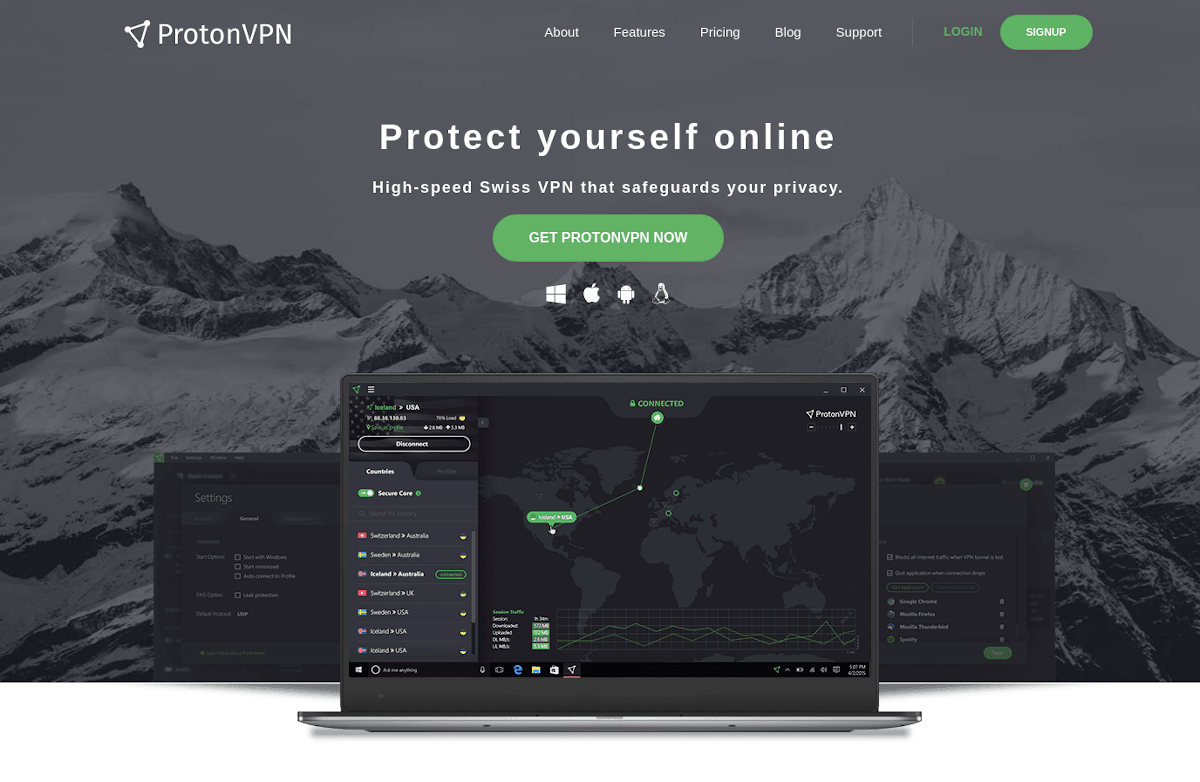 Proton VPN landing page