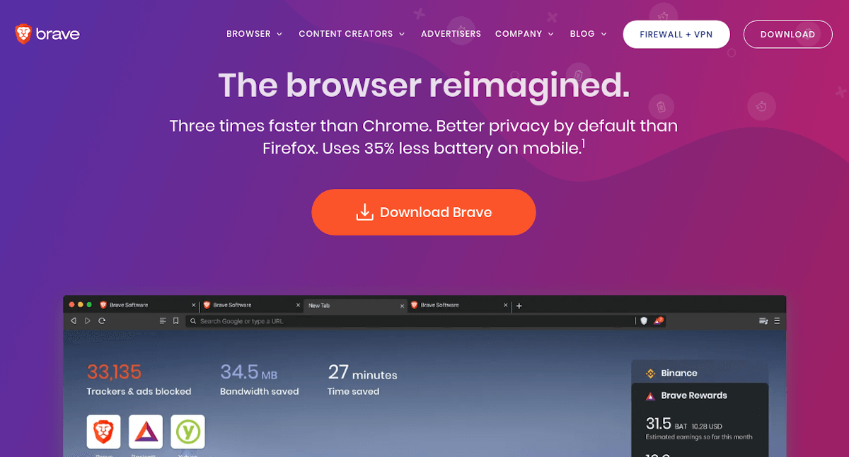 Brave Browser landing page