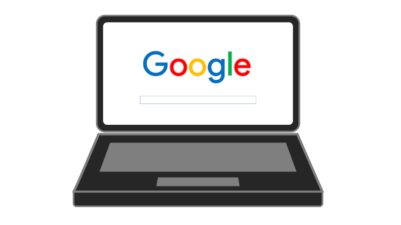 illustration of laptop with Google on screen