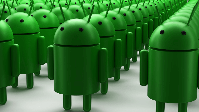 an army of green Android dolls