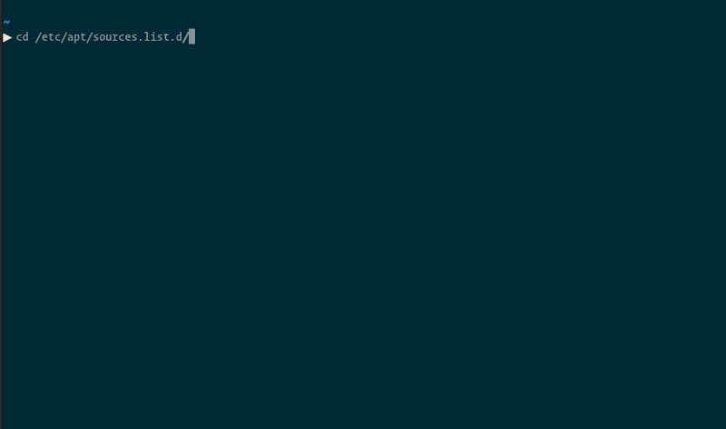 Linux terminal with path to sources typed into it