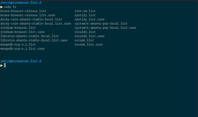 ls command results in Linuc terminal