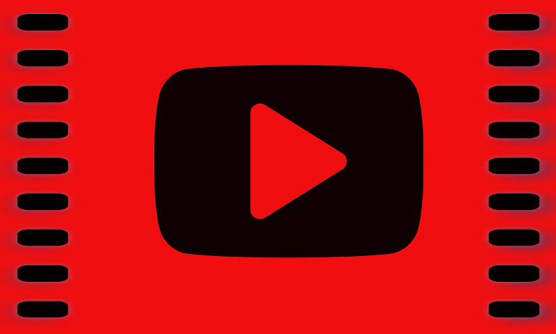 red background with film border and YouTube logo