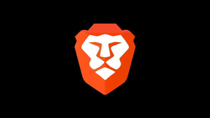 Brave Browser lion head logo on black background