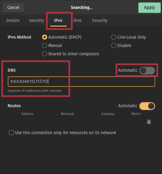 Linux DNS settings