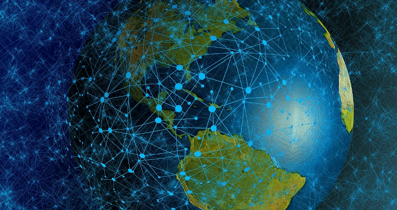 mesh network represented over globe