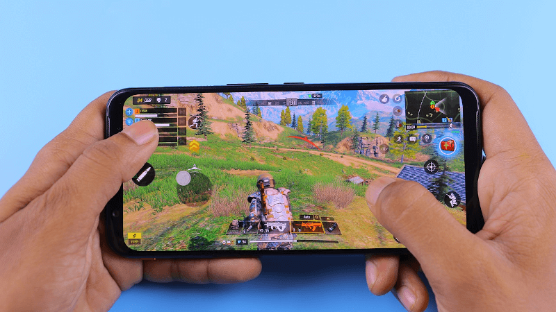 someone playing a mobile game on a phone