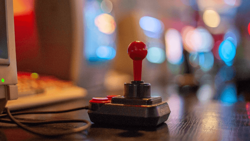 a joystick on a table