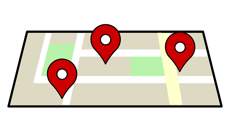 illustration of map with pins