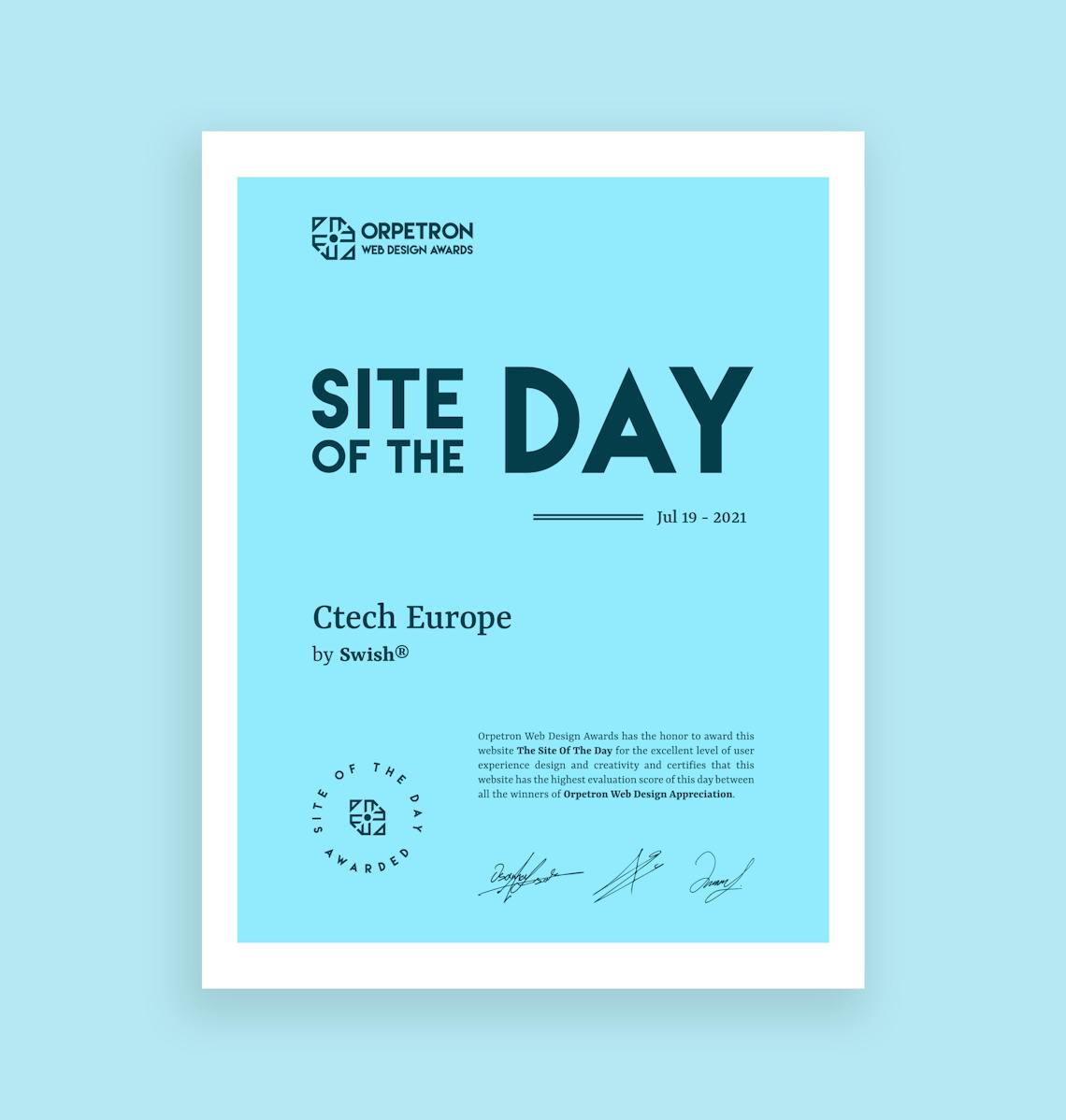 Site of the day certificate ctech