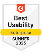 G2 -Best Usability Enterprise Summer 2023