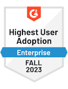 G2 -Highest User Adoption Enterprise Fall 2023