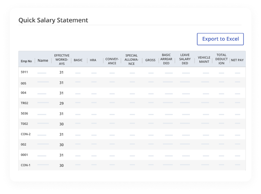 Quick Salary Statement