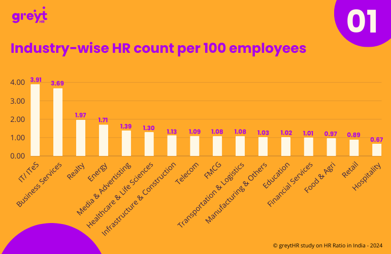 Industry-wise HR count per 100 employees