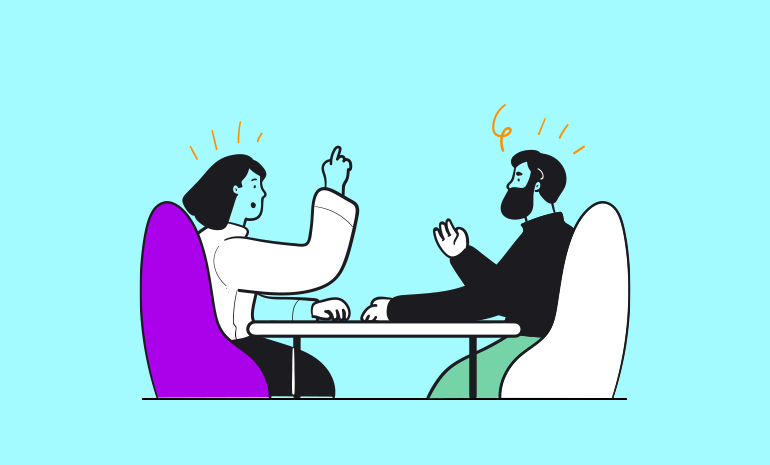 **image that’s set up in a conference room and people are discussing something.**
