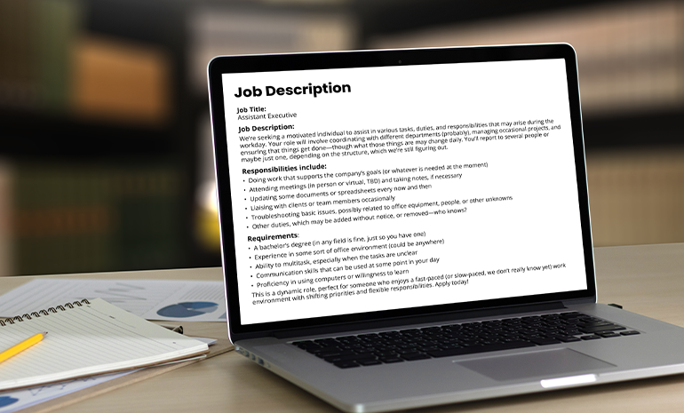 A random job description that’s badly framed and vague