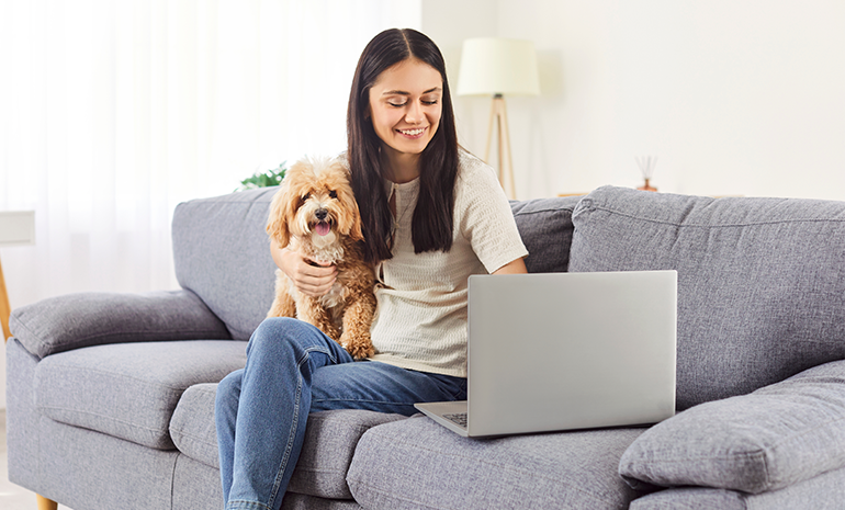 An employee working from home