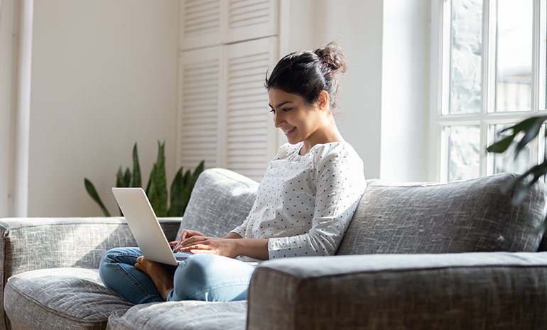 An employee working from home