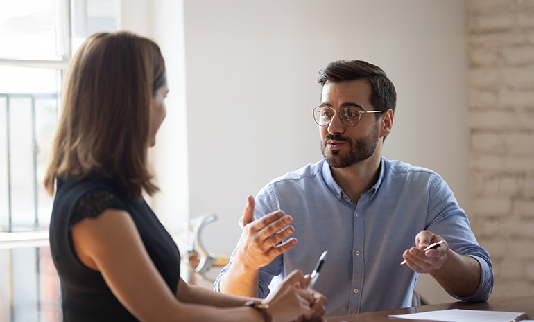 HR explaining rules about workplace conduct