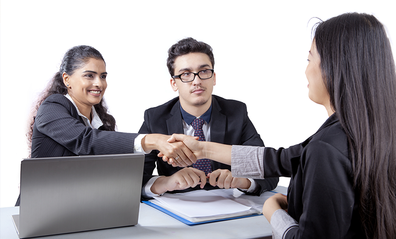 HR or a manager conducting an interview