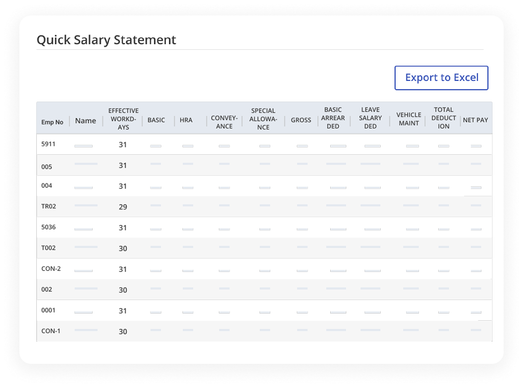 Quick Salary Statement