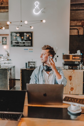 A man on the phone