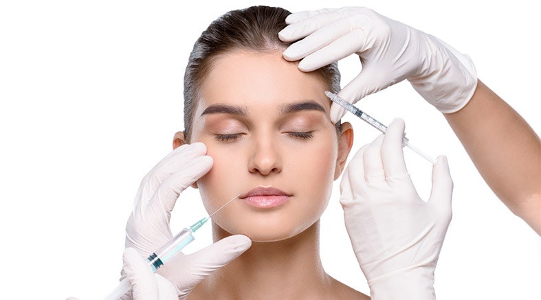 woman receiving botox injections