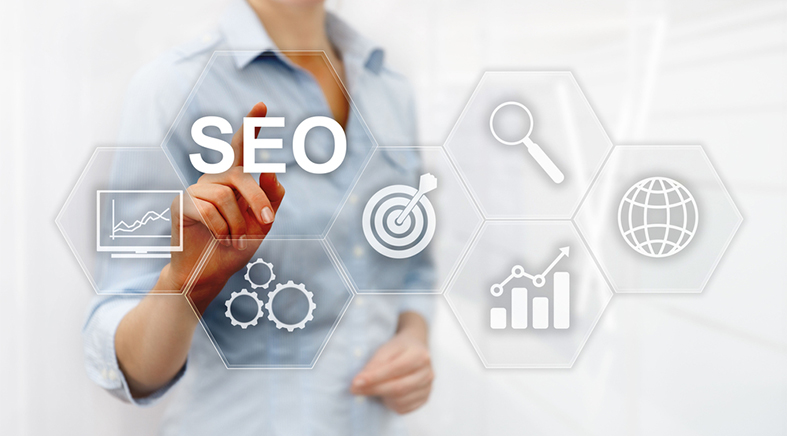  Search engine optimization, Digital marketing and internet technology concept on blurred background. 