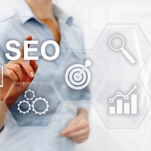  Search engine optimization, Digital marketing and internet technology concept on blurred background. 
