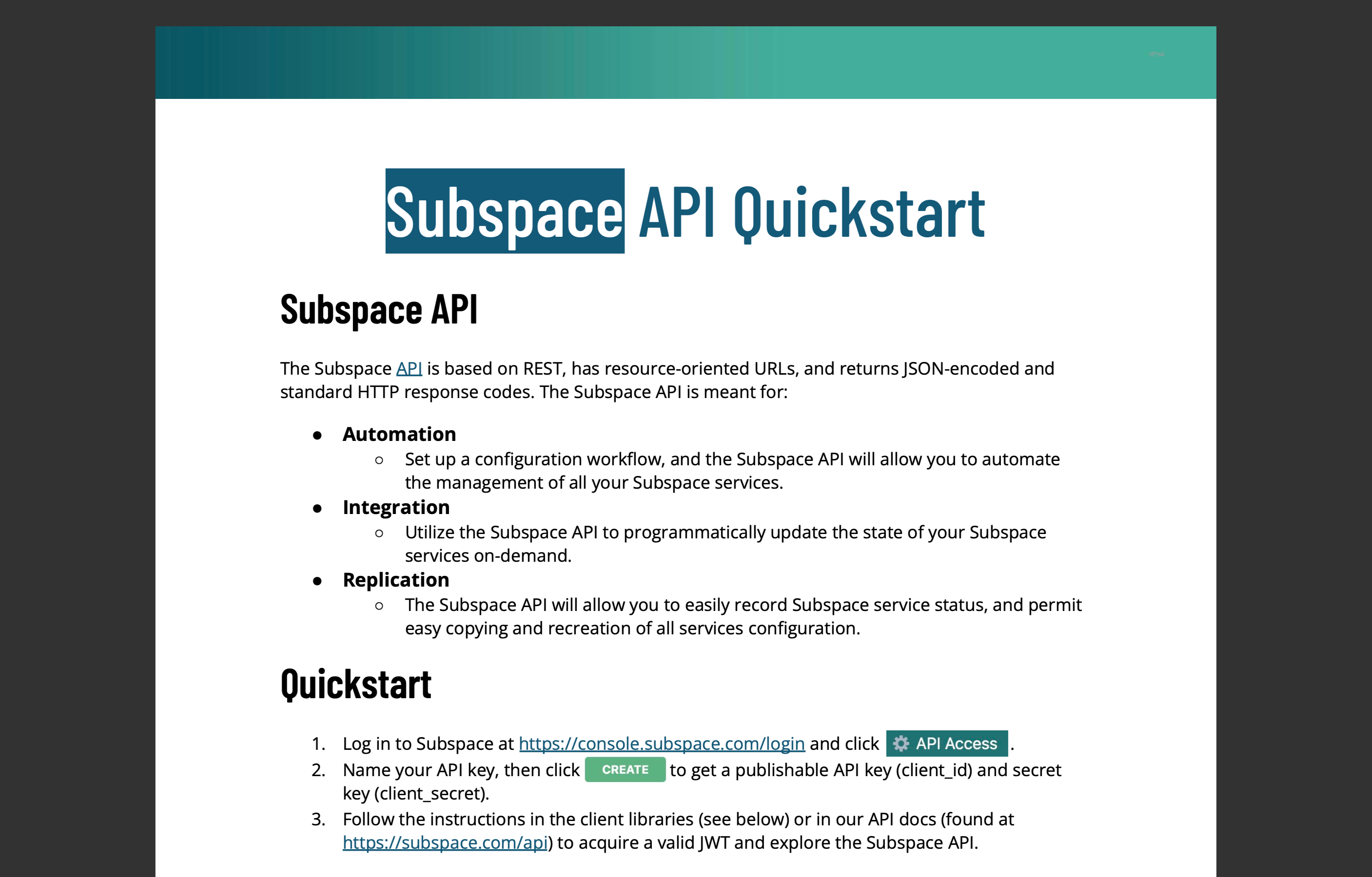 API Access Quickstart Guide