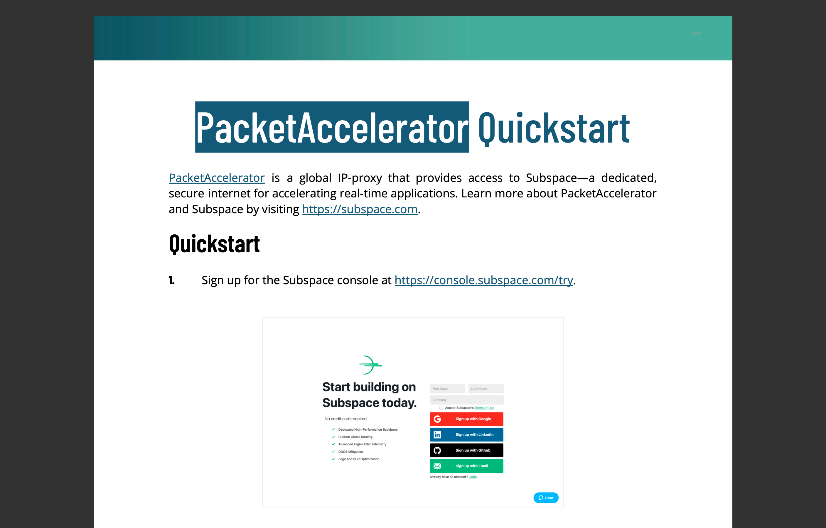 PacketAccelerator Quickstart Guide
