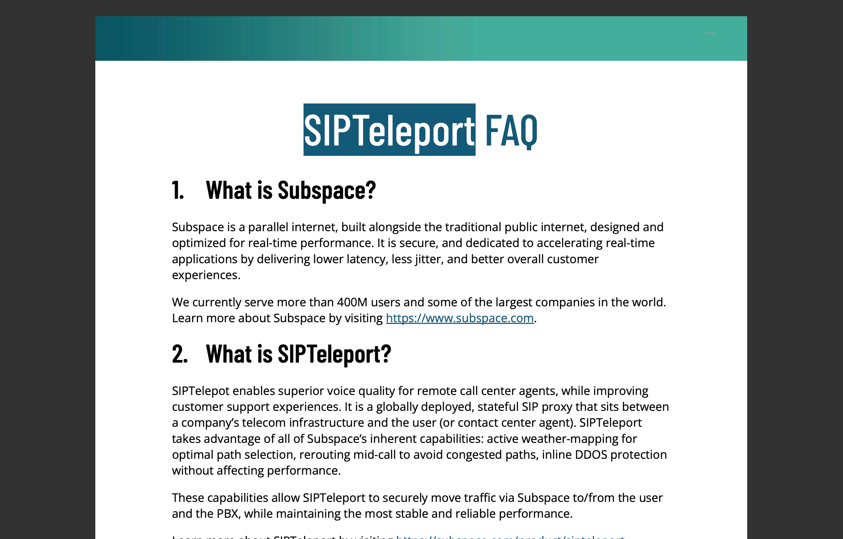 SIPTeleport FAQ