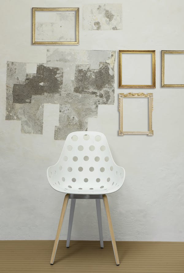 Kubikoff Chair Slice, design by Sander Mulder for Kubikoff. Dimple Holes Shell, Gold Ball pattern design inspiration