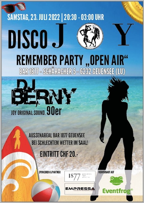 Flyer zur Disco Joy Remember Party