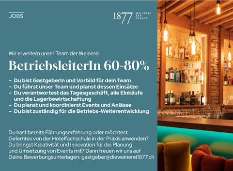 BetriebsleiterIn Weinerei 1877 BetreibsleiterIn