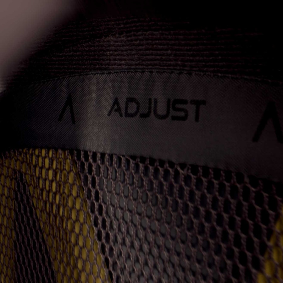 A close up of the back system of a Rab pack product